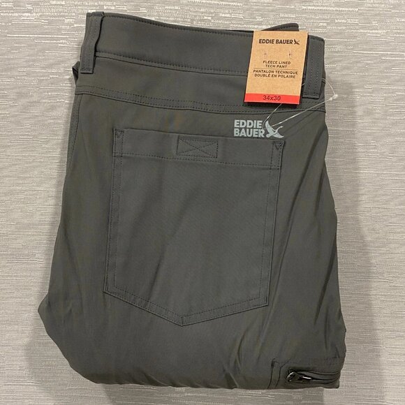 Eddie Bauer Fleece Lined Tech Pants Mens 34 x 30" Gray Water Repellent Insulated - Picture 5 of 15